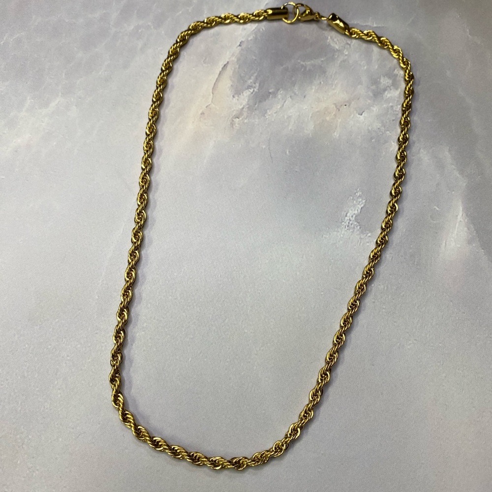 Gold Plated Rope Chain - Dark Vintage Gold Look